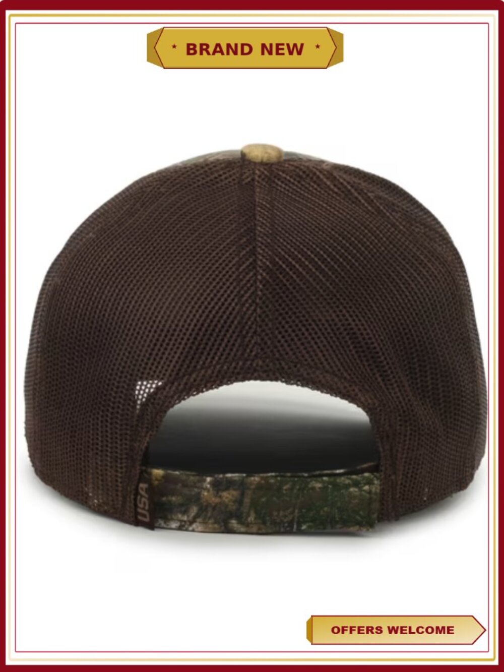 Realtree Camo Structured Baseball Cap American Flag Patch Mesh Back OSFM